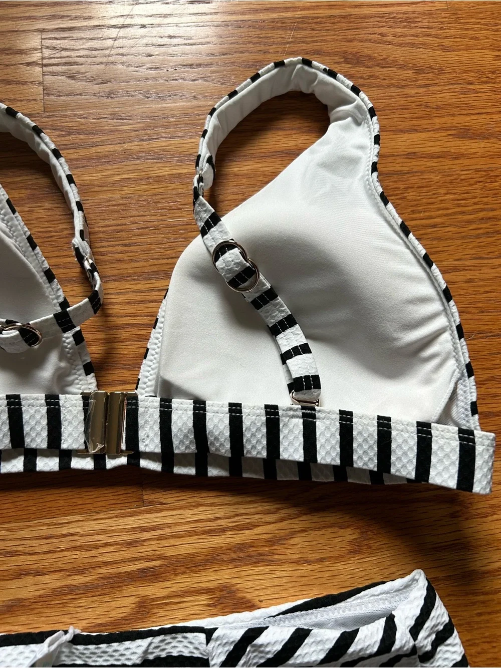 Sea Level Swim Black & White Striped High-Waist Bikini
